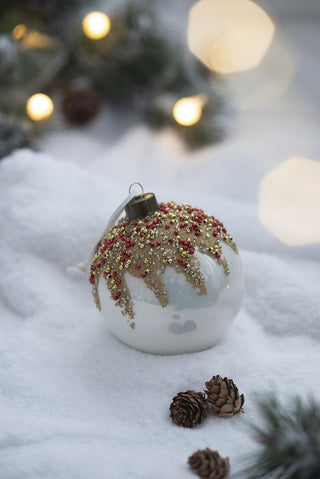 Sunvega Glass Glitter Painted Christmas Ball Ornaments Set of 12 for Holiday Decor