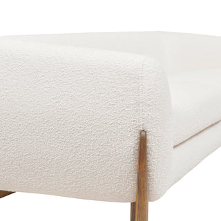 Sunvega Modern Puffy Platform Bed with Arched Headboard in Ivory White Boucle