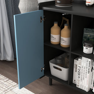 Sunvega Black and Red Modern Sideboard Buffet Cabinet with 2 Drawers