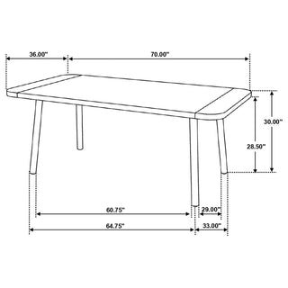 Sunvega Natural Mango and Black Rectangular Dining Table with Tapered Iron Legs