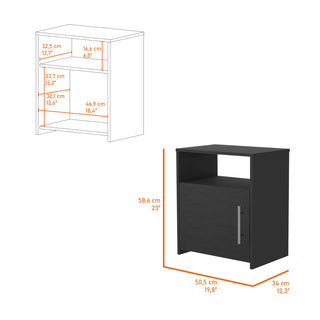 Sunvega Bristol Nightstand with One Cabinet and a Top Surface Shelf
