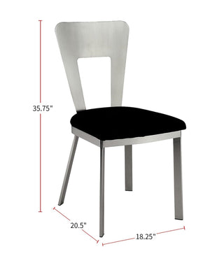 Sunvega Contemporary Silver Metal Frame Oval Back Dining Chairs with Black Microfiber Seat