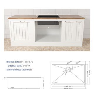 Sunvega 16 Gauge T304 Stainless Steel Undermount Kitchen Sink with Drain Assembly