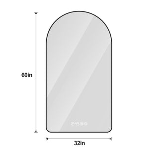 Sunvega Arched LED Mirror with Time Temperature Display Anti-Fog Dimmable Backlight