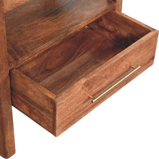 Sunvega Solid Mango Wood Caldera Nightstand with Drawer and Shelf in Honey Caramel