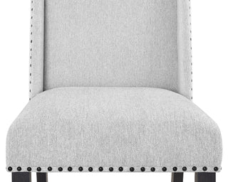Sunvega Modern Light Gray Finish Wing Back Dining Chair with Cushioned Seat and Nailhead Trim