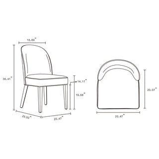 Sunvega Modern Upholstered Dining Chairs Set of 2 in Sand with Leatherette and Velvet