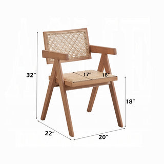 Sunvega Mid-Century Modern Rattan Bench with Natural Finish for Kitchen Dining