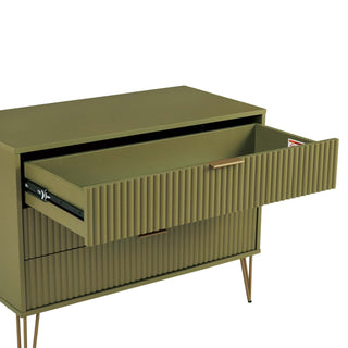 Sunvega Modern Glam Dresser with Gold Metal Handles and Splayed Legs for Bedroom