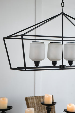 Sunvega Sleek Industrial Style Iron and Glass Chandelier for Kitchen Dining Room