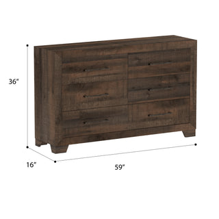 Sunvega Brown Penny Casual 6-Drawer Dresser with Included Safety Hardware