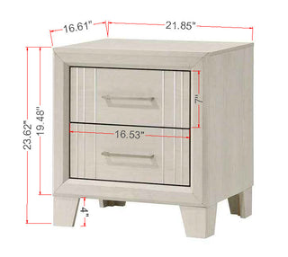 Sunvega Contemporary White Beige Finish Wooden Nightstand with Two Drawers