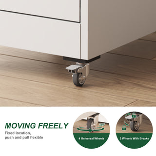 Sunvega 5 Drawer Metal Vertical File Cabinet with Lock on Wheels for Home Office
