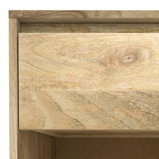Sunvega Handcrafted Solid Mango Hardwood Nightstand with Drawer and Open Shelf