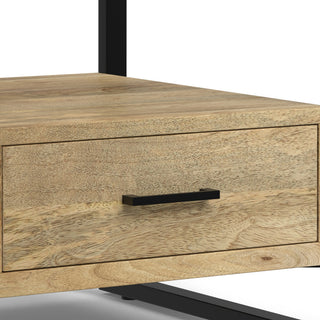 Sunvega Modern Industrial Bedside Table with Spacious Drawer and Metal Frame