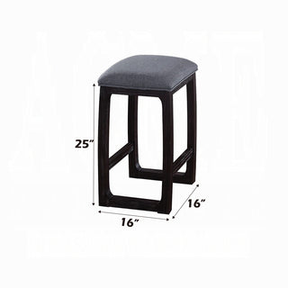 Sunvega Wooden Square Stool with Upholstery and Weathered Espresso Finish