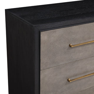 Sunvega Contemporary Dark Wood Nightstand with Brushed Gold Hardware and Tapered Legs