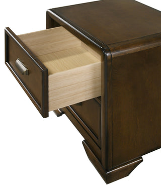 Sunvega Contemporary Dark Brown Wood Nightstand with Two Storage Drawers