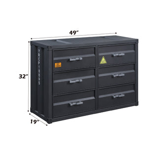 Sunvega Industrial Metal Dresser with 6 Drawers and Gunmetal Finish