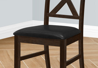 Sunvega Set of 2 Brown Solid Wood Upholstered Dining Chairs with Cross-Back Design
