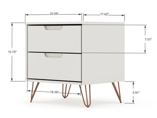 Sunvega Mid-Century Modern Nightstand with Spacious Drawers and Metal Legs