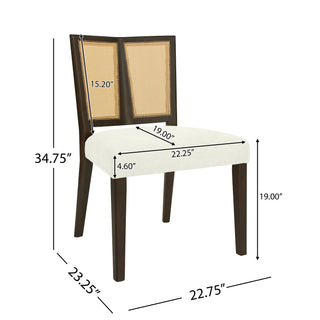 Sunvega Mid-Century Modern Rattan Dining Chairs with Upholstered Seats Set of 2