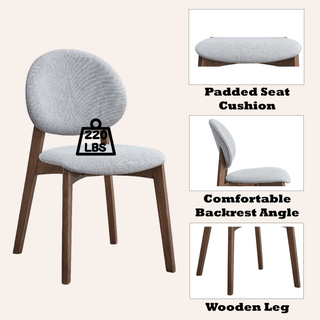 Sunvega Light Brown Linen Upholstered Side Chair with Walnut Finish for Dining Room