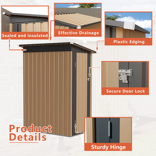 Sunvega 5FT x 3FT Grey Outdoor Pent Roof Garden Tool Storage Shed House