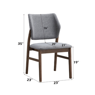 Sunvega Yellow Fabric and Walnut Finish Wooden Side Chair with Padded Seat