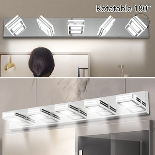 Sunvega Modern 7-Light LED Vanity Fixture with Square Acrylic Lampshades for Bathroom