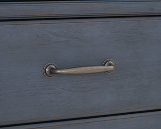 Sunvega Corduroy Blue Finish No Assembly Required Five Drawer Chest with Antique Pewter Hardware
