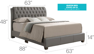 Sunvega Modern Light Grey Upholstered Queen Bed with Sturdy Chic Design