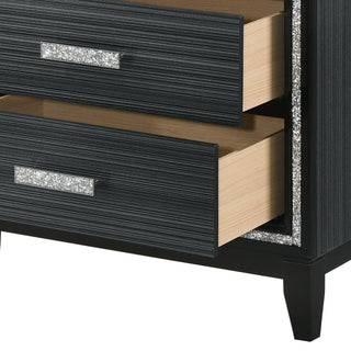 Sunvega Weathered Black Finish Nightstand with Two Spacious Storage Drawers