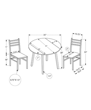 Sunvega 3-Piece Dining Table Set with Drop Leaf Table and 2 Upholstered Chairs