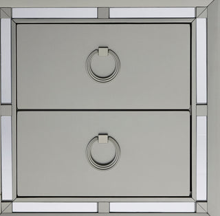 Sunvega Mirror Accent Nightstand with Spacious Drawers and Bun Foot