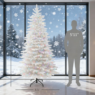 Sunvega Pencil Artificial Xmas Tree with Faux Snow Flocked Full Branch Tips Flame-retardant