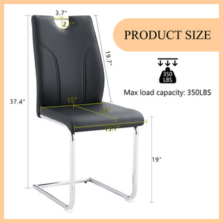 Sunvega White PU Dining Chair Set with Silver Metal Legs and High Resilience Sponge Filling
