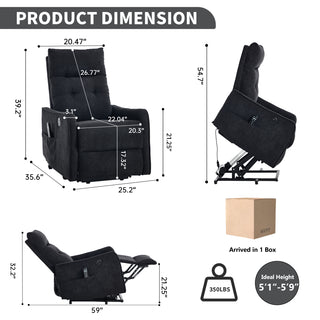 Sunvega Single Motor Power Lift Recliner Chair with Massage and Heat for Elderly