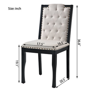 Sunvega Upholstered Dining Chairs Set of 4 with High Back Tufted Detail and Nailhead Trim
