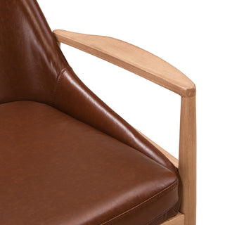 Sunvega Modern PU Leather Accent Chair with Solid Wood Frame for Living Room