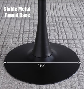 Sunvega Modern Round Dining Table with MDF Top and Sturdy Steel Base for Kitchen