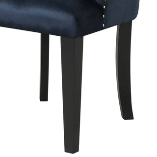 Sunvega Dark Navy Velvet Tufted Back Arm Chair with Sloped Armrests for Comfort