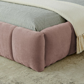 Sunvega King Size Upholstered Bed Frame with Thick Chenille Fabric Headboard