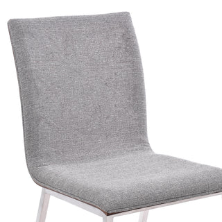 Sunvega Brushed Stainless Steel Dining Chairs with Gray Fabric and Walnut Back - Set of 2