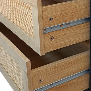 Sunvega 6 Drawer Rattan Dresser with Metal Handle and Wood Legs for Bedroom Storage