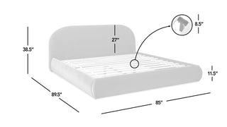Sunvega Almond White King Upholstered Platform Bed with Arch Puffy Headboard