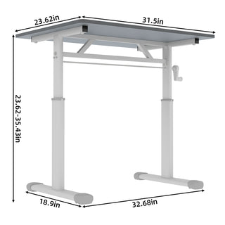 Sunvega Height Adjustable Hand Crank Sit Stand Home Office Desk for Study Room