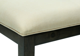 Sunvega 44" Rectangular Upholstered Bench with Cream Fabric and Grey Solid Wood Frame