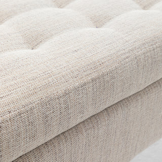 Sunvega Tufted Beige Storage Ottoman Bench with Safety Hinge for Bedroom