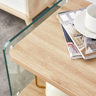 Sunvega Three Layer Bedside Cabinet with MDF Board and Transparent Tempered Glass